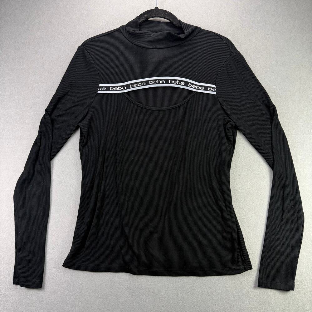 Bebe Women’s Mock-Neck Long Sleeve Pullover Active Top Size XL